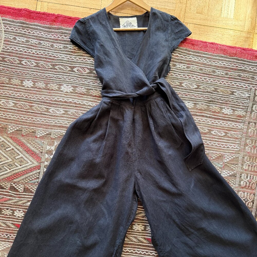 Sugar Candy Mountain Linen Jumpsuit in Black - Size XS